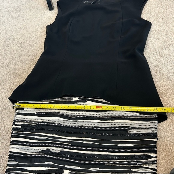 LAFAYETTE New York black white asymmetrical sleeveless peplum sequin dress 10 - Picture 10 of 11